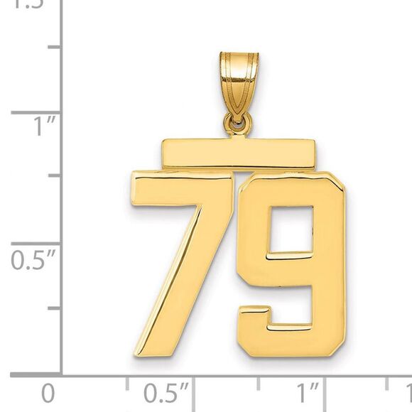 14k Yellow Gold, Athletic Collection, Large Polished Number 79 Pendant - Picture 2 of 3